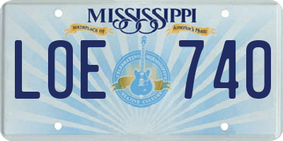 MS license plate LOE740