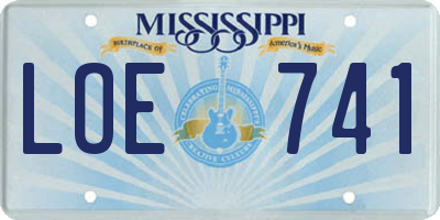 MS license plate LOE741