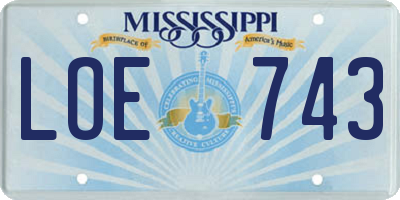 MS license plate LOE743
