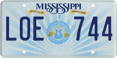 MS license plate LOE744