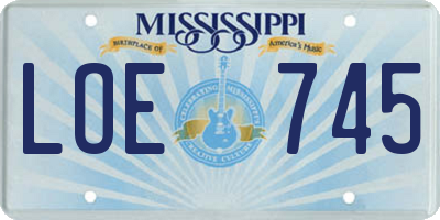 MS license plate LOE745