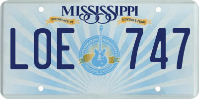 MS license plate LOE747