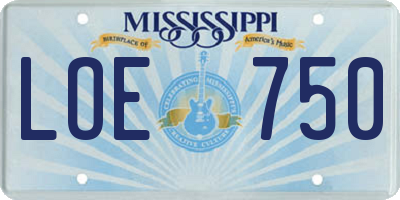 MS license plate LOE750