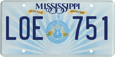 MS license plate LOE751