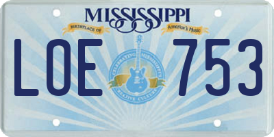 MS license plate LOE753