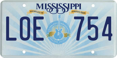 MS license plate LOE754