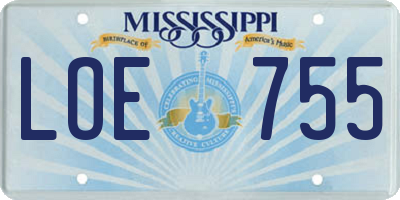 MS license plate LOE755
