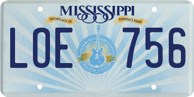 MS license plate LOE756