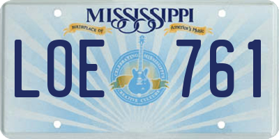 MS license plate LOE761