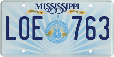 MS license plate LOE763