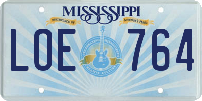 MS license plate LOE764