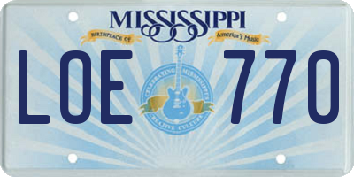 MS license plate LOE770