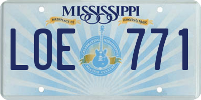 MS license plate LOE771