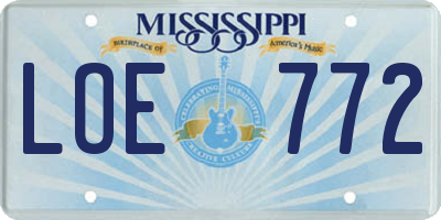MS license plate LOE772