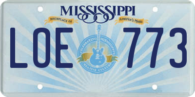 MS license plate LOE773