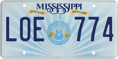 MS license plate LOE774