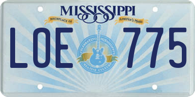 MS license plate LOE775