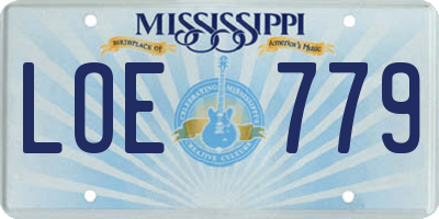 MS license plate LOE779