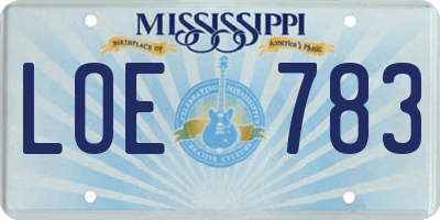 MS license plate LOE783