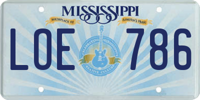 MS license plate LOE786