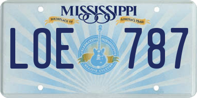 MS license plate LOE787