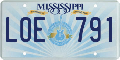 MS license plate LOE791