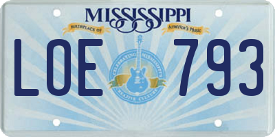 MS license plate LOE793