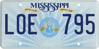 MS license plate LOE795