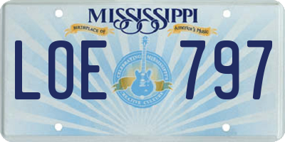 MS license plate LOE797
