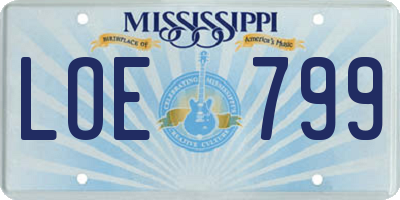 MS license plate LOE799