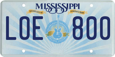 MS license plate LOE800