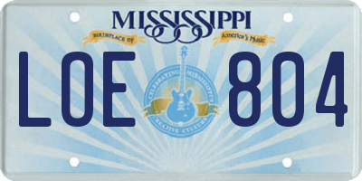 MS license plate LOE804