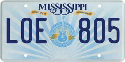 MS license plate LOE805