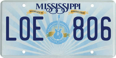 MS license plate LOE806