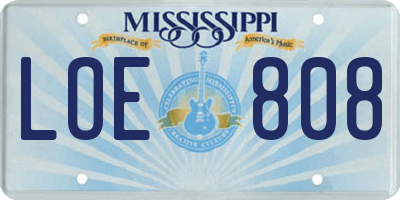 MS license plate LOE808