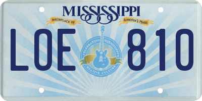 MS license plate LOE810