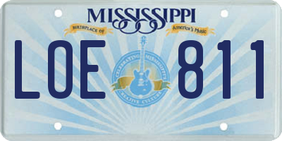 MS license plate LOE811