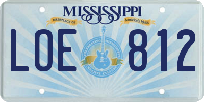 MS license plate LOE812