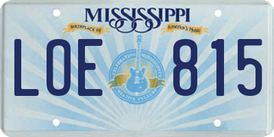 MS license plate LOE815
