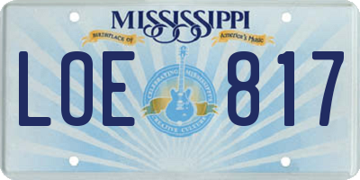 MS license plate LOE817