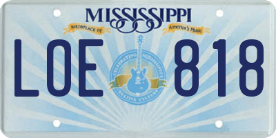 MS license plate LOE818