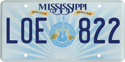 MS license plate LOE822