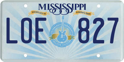 MS license plate LOE827