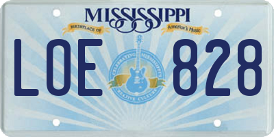 MS license plate LOE828