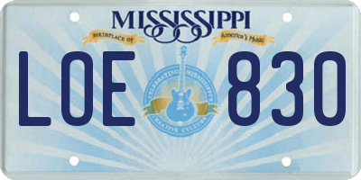 MS license plate LOE830