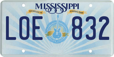 MS license plate LOE832