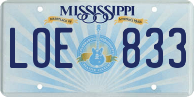 MS license plate LOE833