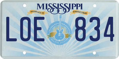 MS license plate LOE834