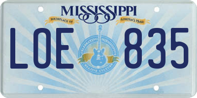 MS license plate LOE835