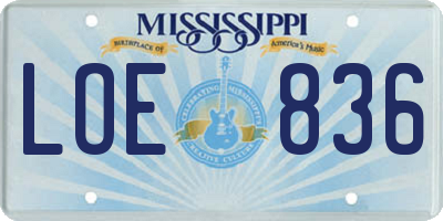 MS license plate LOE836